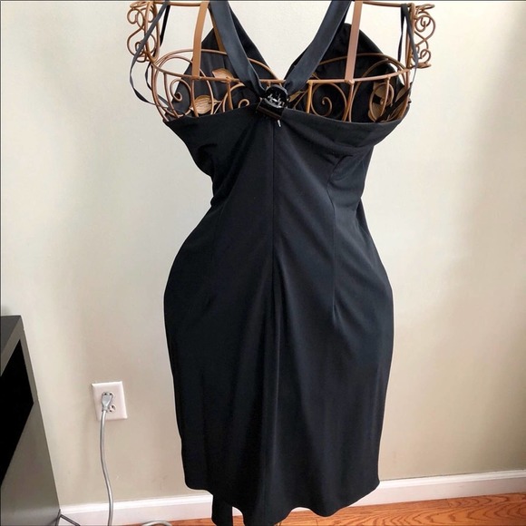 VINTAGE LAUNDRY Black Cocktail Asymmetrical Women's Dress Size L - Picture 4 of 5